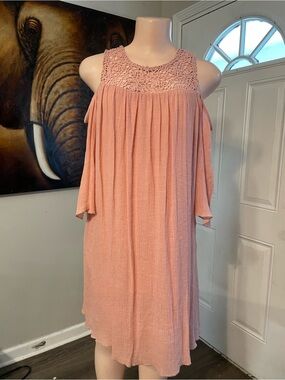 J Gee Rose Crochet Yoke Cold-Shoulder Dress country Pickett summer Size small